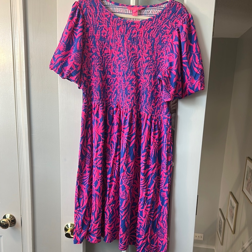 Lilly Pulitzer Vibrant Pink and Blue Casual Dress